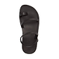 Ella black, handmade leather sandals with back strap and toe loop- Side View