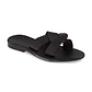Emily Black, handmade leather slide sandals - Front View