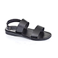 Golan black, handmade leather sandals with back strap  - Front View