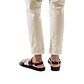 Model wearing Golan black, handmade leather sandals with back strap 