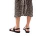 Model wearing Golan black, handmade leather sandals with back strap 