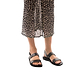 Model wearing Golan black, handmade leather sandals with back strap 