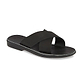 Isla black suede, handmade leather slide sandals - Front View