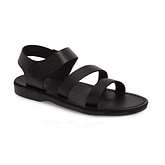 Jared - Leather Velcro Strap Sandal | Black