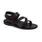 Jared black, handmade leather sandals with back strap and toe loop- front View