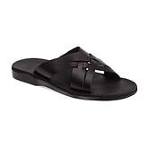 Jesse - Leather Woven Strap Sandal | Black