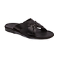 Jesse black, handmade leather slide sandals - Front View