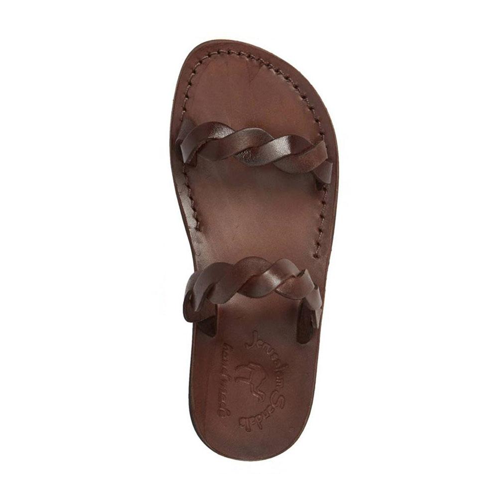 Joanna brown, handmade leather slide sandals - Side View