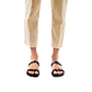 Model wearing Joanna brown, handmade leather slide sandals