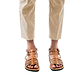 Model wearing Leah tan, handmade leather sandals with back strap  