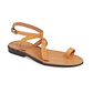 Mara tan, handmade leather sandals with back strap and toe loop  - Front View