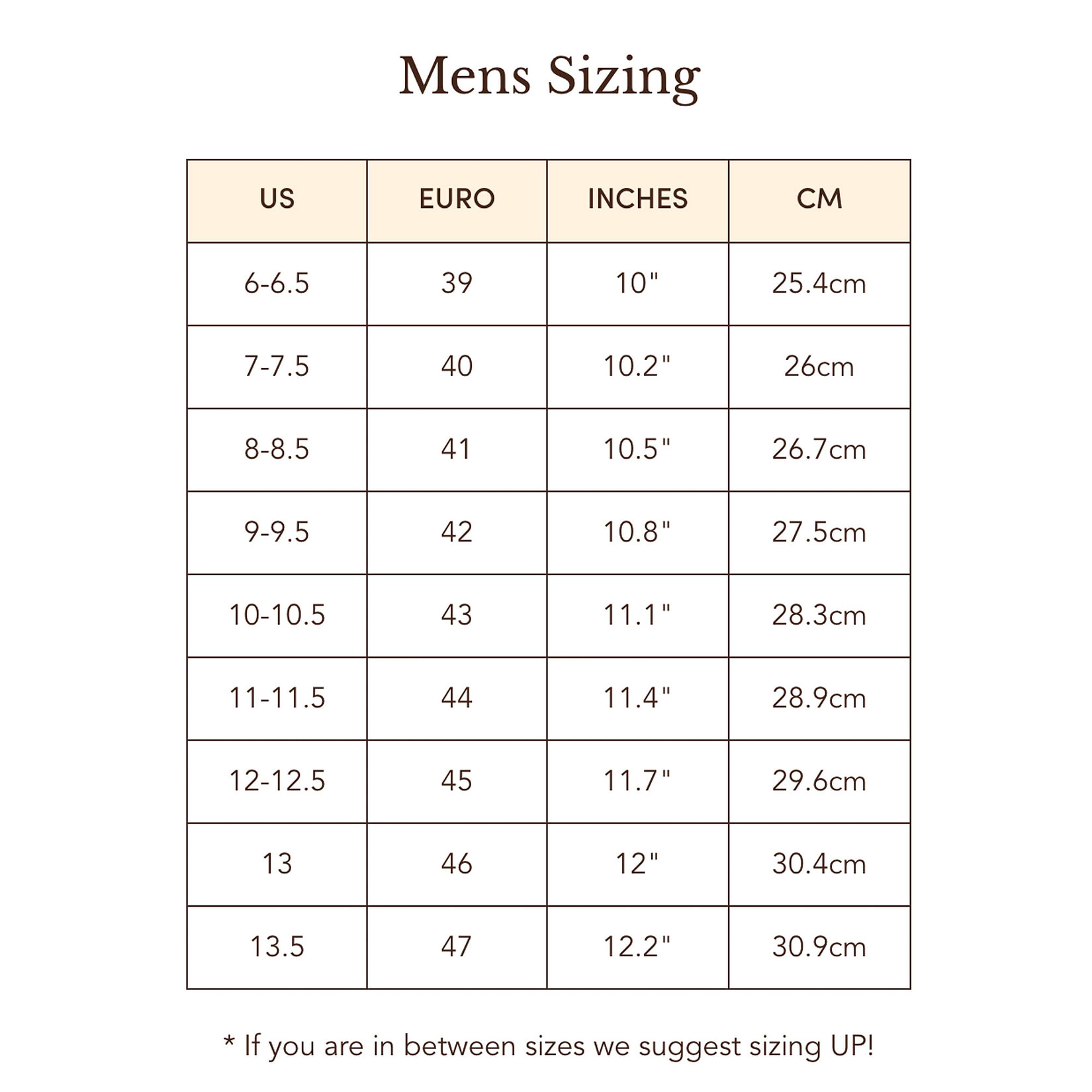 size chart