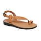 Mia tan, handmade leather sandals with back strap and toe loop  - Front View