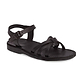Miriam black, handmade leather sandals with back strap  - Front View