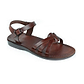 Miriam brown, handmade leather sandals with back strap  - Front View