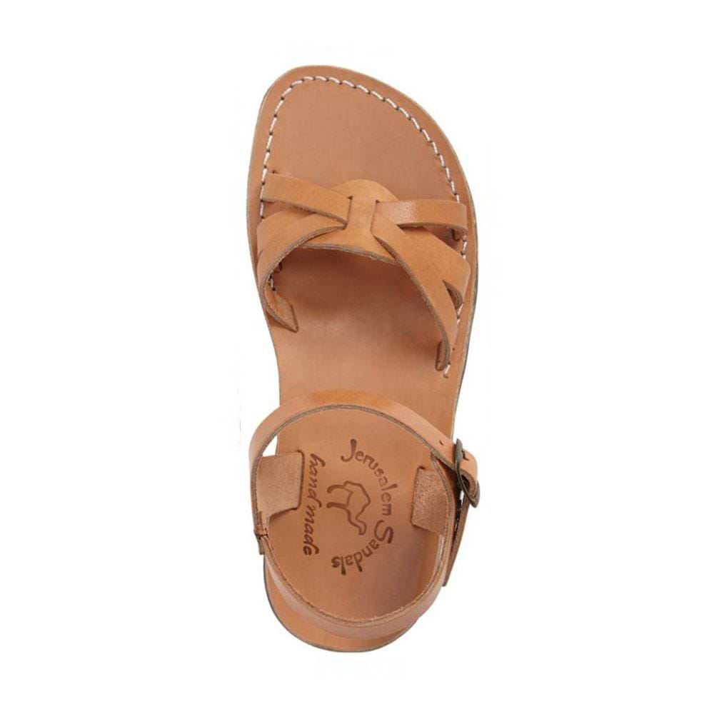 Miriam Tan, handmade leather sandals with back strap  - Side View