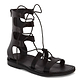 Rebecca black, handmade leather sandals with back strap - front view  