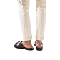 Model wearing Seth Brown, handmade leather slide sandals
