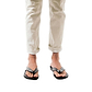 Model wearing Solomon black, handmade leather slide sandals 