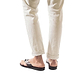 Model wearing Solomon brown, handmade leather slide sandals 