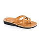 Tamar tan, handmade leather slide sandals - Front View