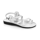 The Good Shepherd Buckle - Leather Toe Loop Sandal | White