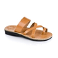 The Good Shepherd tan, handmade leather slide sandals with toe loop - Front View