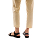 Model wearing The Original black, handmade leather sandals with back strap 