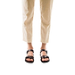 Model wearing The Original brown, handmade leather sandals with back strap 