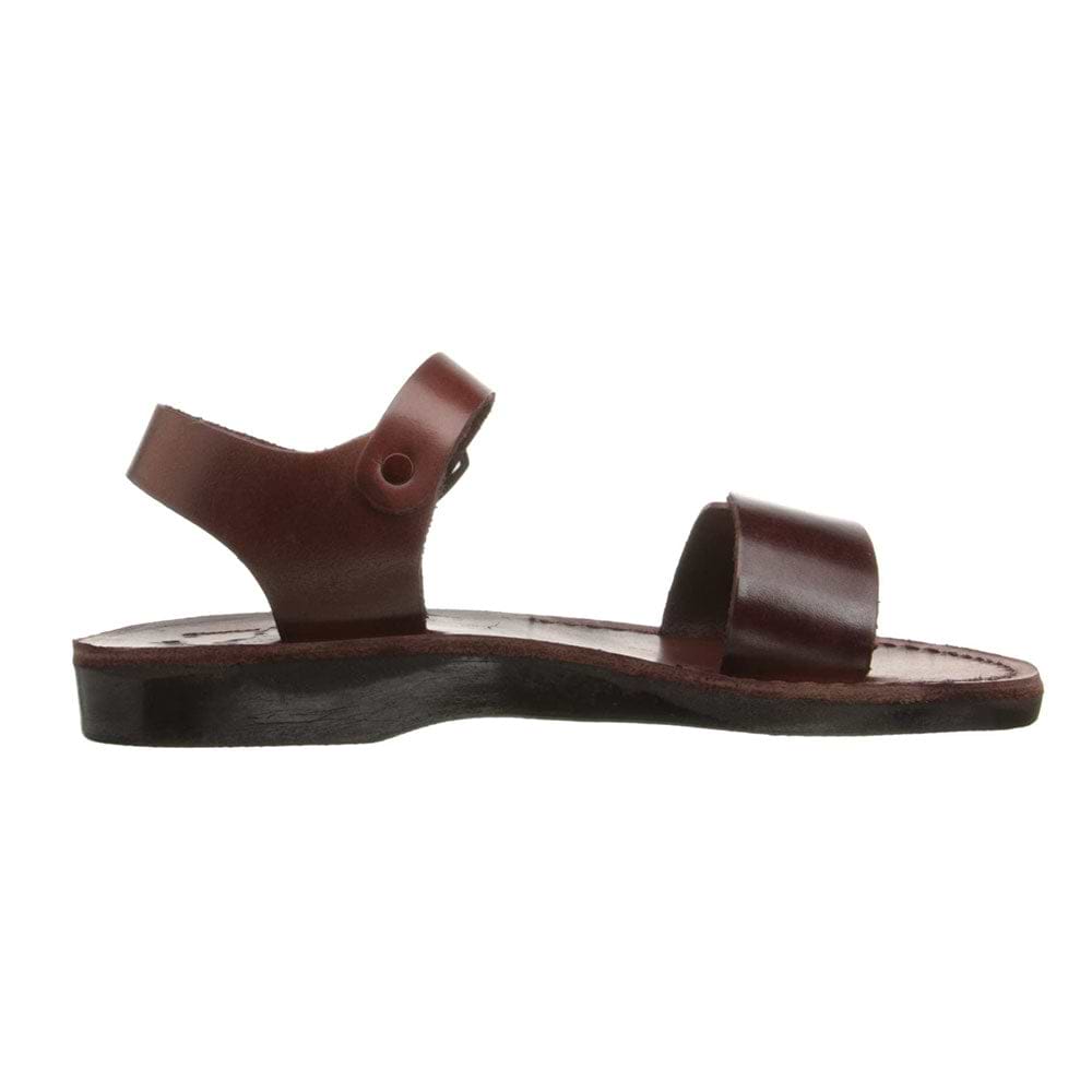 The Original brown, handmade leather sandals with back strap - left View