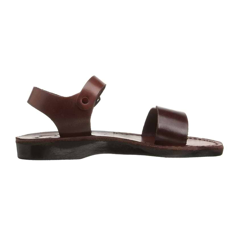 The Original brown, handmade leather sandals with back strap - left View