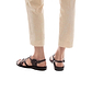 Model wearing Tzippora brown, handmade leather sandals with back strap