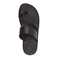 Zohar black, handmade leather slide sandals with toe loop - Side View