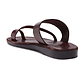 Zohar brown, handmade leather slide sandals with toe loop - back View