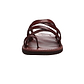Ariel brown, handmade leather slide sandals with toe loop - toe loop View