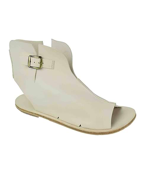 Rodeo Blvd natural, handmade leather sandals boot with side buckle  - Side View