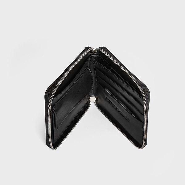 PERSPECTIVE CUBE wallet in coated canvas & black leather — PIERRE