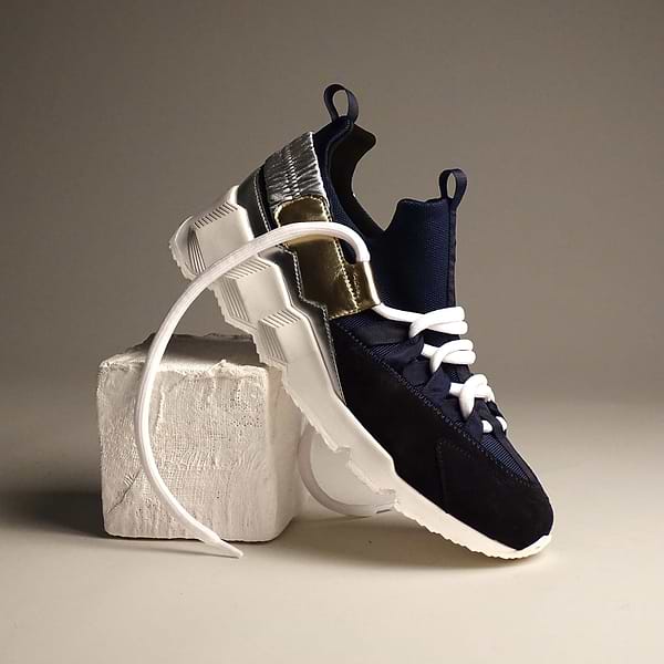 TREK COMET sneakers for women in navy canvas and silver and
