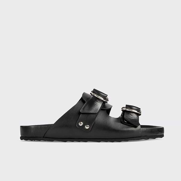 BEACH RIDER women's flat sandals in black leather — PIERRE HARDY