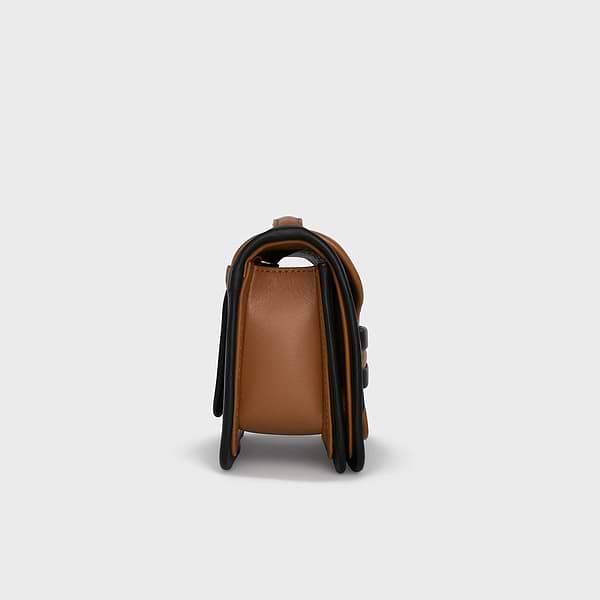ALPHA women's bag in camel and black leather — PIERRE HARDY