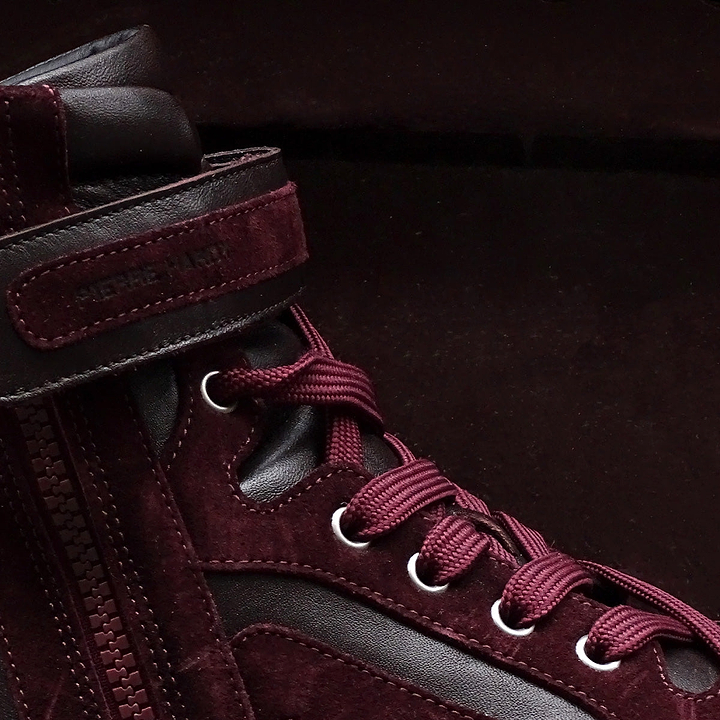 Pierre Hardy BASKETS MONTANTES 112, cuir de veau bordeaux et veau velours bordeaux, vue 11