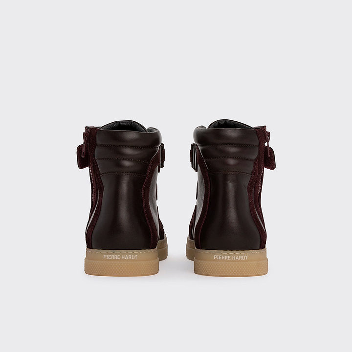 Pierre Hardy BASKETS MONTANTES 112, cuir de veau bordeaux et veau velours bordeaux, vue 9