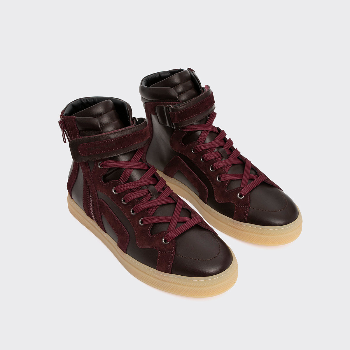 Pierre Hardy BASKETS MONTANTES 112, cuir de veau bordeaux et veau velours bordeaux, vue 7