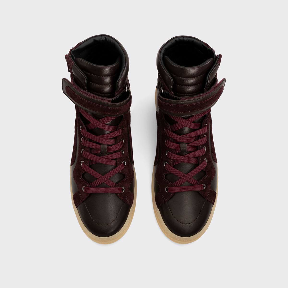 Pierre Hardy BASKETS MONTANTES 112, cuir de veau bordeaux et veau velours bordeaux, vue 3