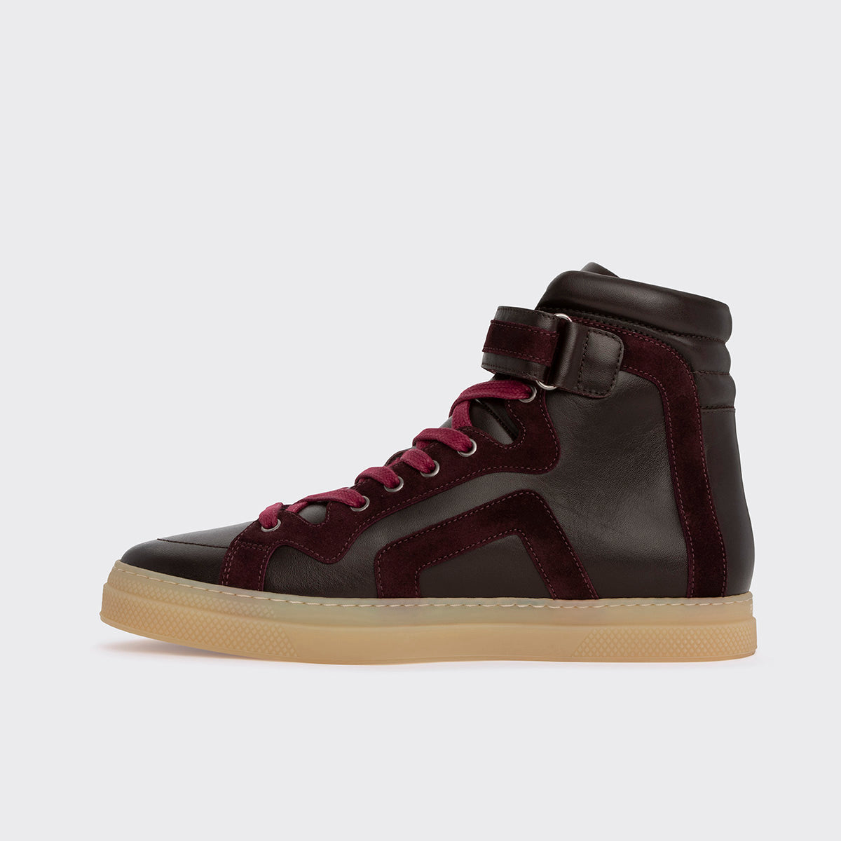 Pierre Hardy BASKETS MONTANTES 112, cuir de veau bordeaux et veau velours bordeaux, vue 10