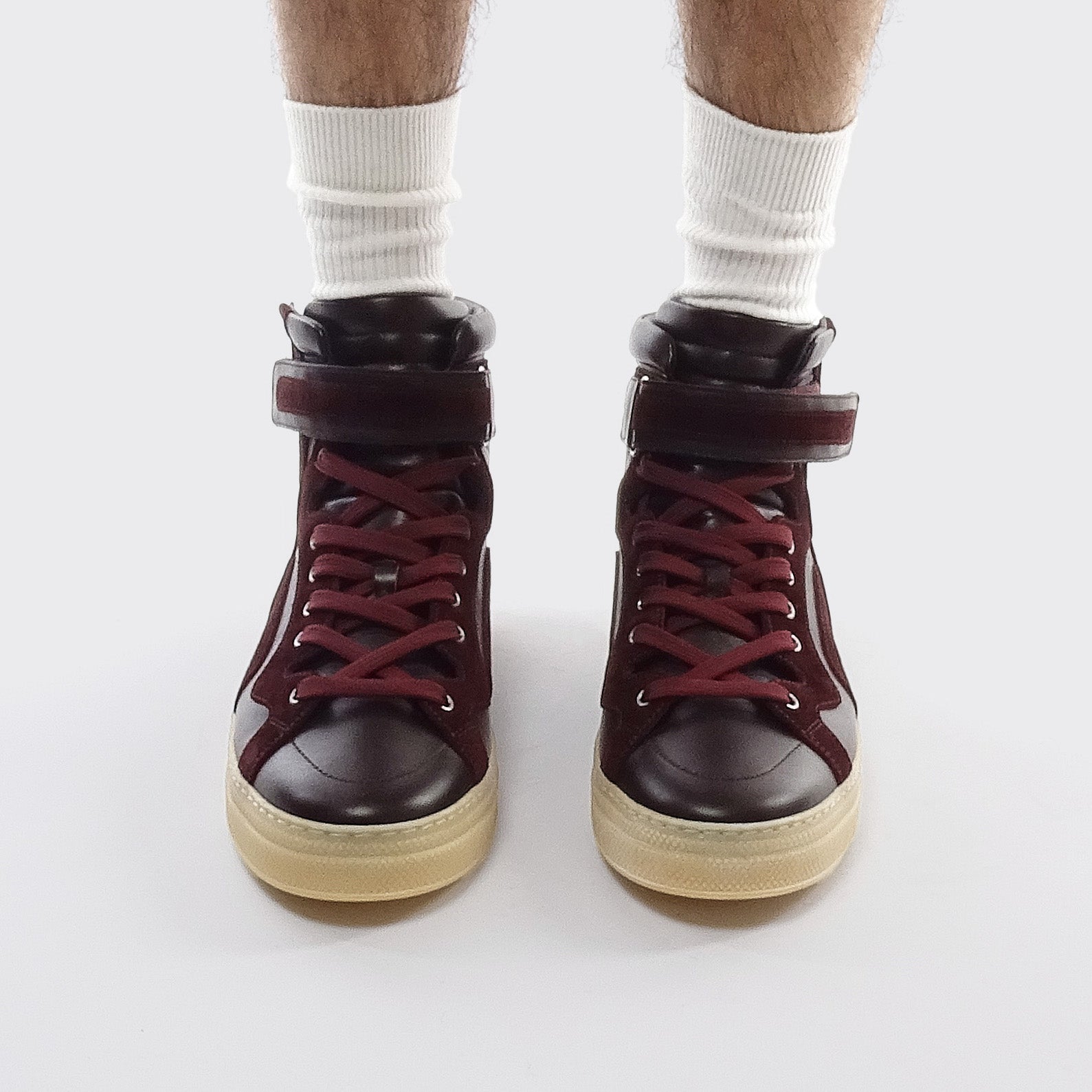 Pierre Hardy BASKETS MONTANTES 112, cuir de veau bordeaux et veau velours bordeaux, vue 6