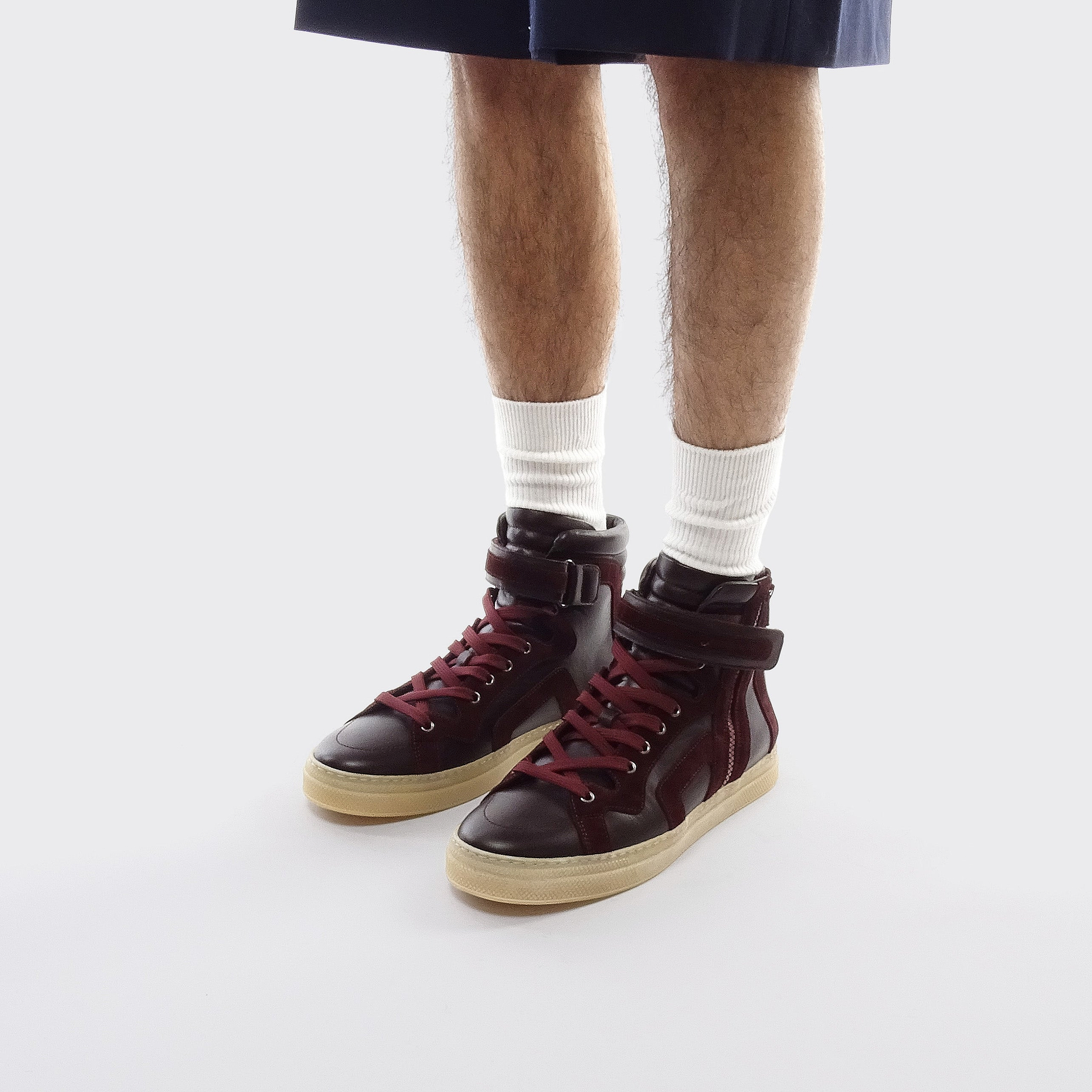 Pierre Hardy BASKETS MONTANTES 112, cuir de veau bordeaux et veau velours bordeaux, vue 5