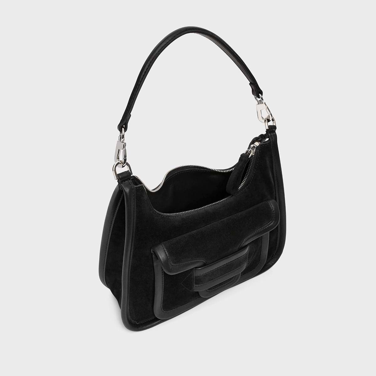 Pierre Hardy SAC ALPHA DAY MISS, veau velours noir et cuir d'agneau noir, vue 3