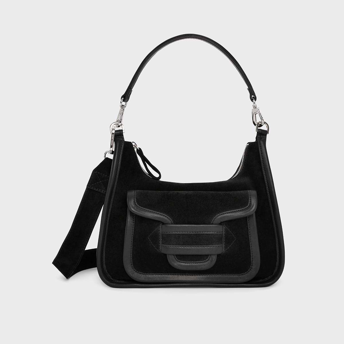 Pierre Hardy SAC ALPHA DAY MISS, veau velours noir et cuir d'agneau noir