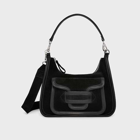 Pierre Hardy SAC ALPHA DAY MISS, veau velours noir et cuir d'agneau noir